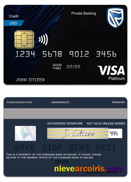 Malawi The Standard Bank platinum debit visa card